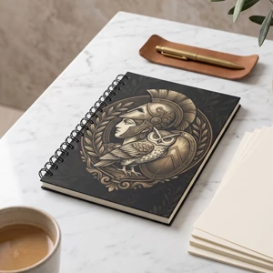 Athena Spiral Journal with Owl & Warrior Design
