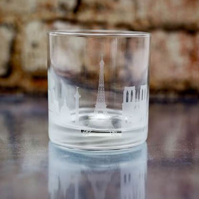 Paris Skyline Etched Glass