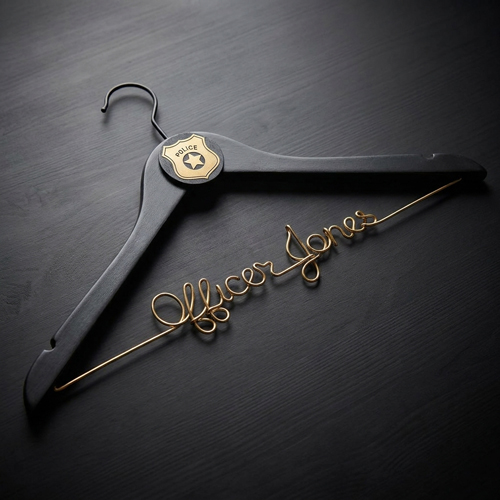 Wooden hanger with custom police officer name engraving