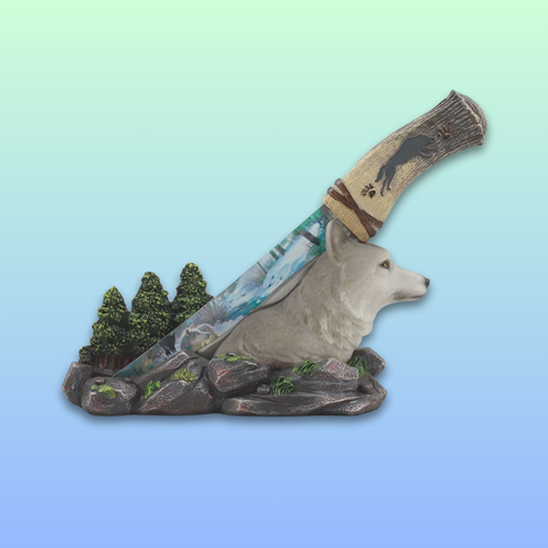Wolf Display Knife With Holder