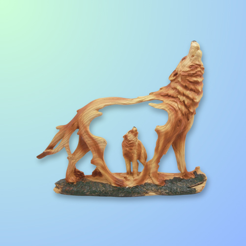 Wood Wolf Figurine